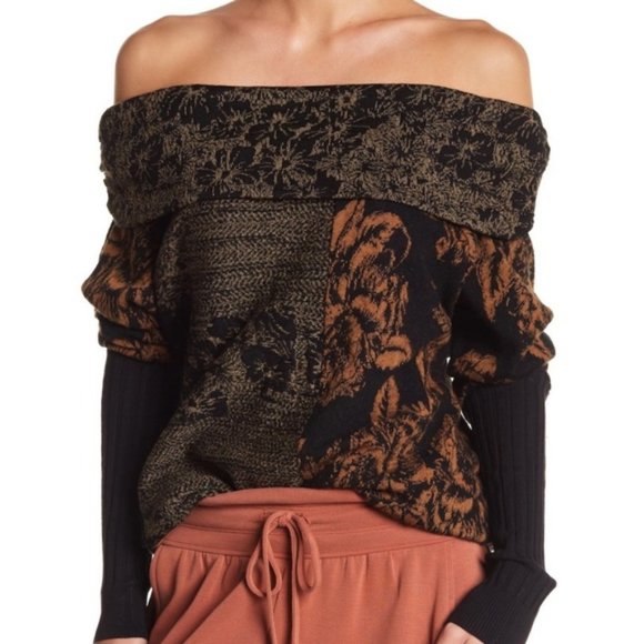 Free People Botanical Off Shoulder Sweater Small - Picture 2 of 7